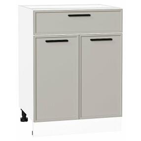 Шкаф нижний с 2-мя дверцами и ящиком Фрейм Grey Silk Белый 816*600*484