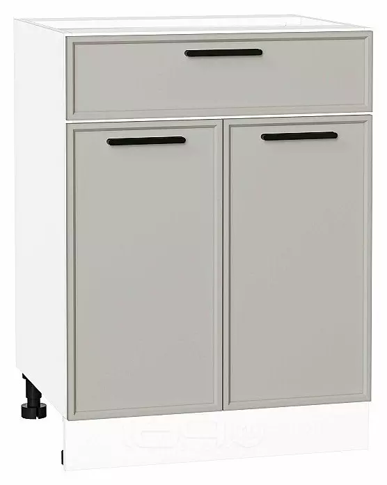Шкаф нижний с 2-мя дверцами и ящиком Фрейм Grey Silk Белый 816*600*484