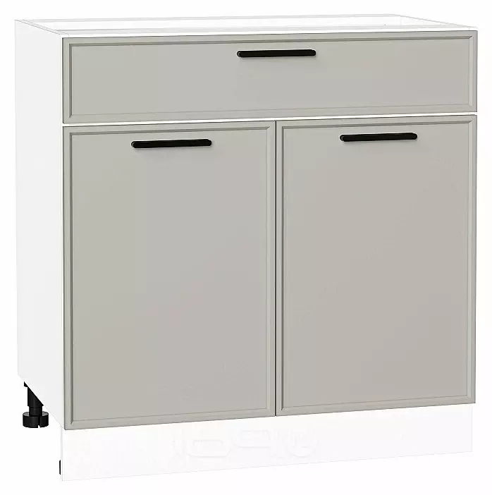 Шкаф нижний с 2-мя дверцами и ящиком Фрейм Grey Silk Белый 816*800*484