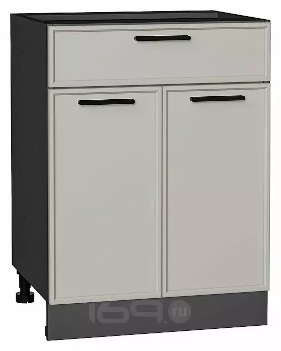 Шкаф нижний с 2-мя дверцами и ящиком Фрейм Grey Silk Graphite 816*600*484
