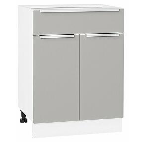Шкаф нижний с 2-мя дверцами и ящиком Фьюжн Silky Light Grey  Белый 816*600*480