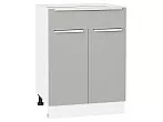 Шкаф нижний с 2-мя дверцами и ящиком Фьюжн Silky Light Grey Белый 816*600*480