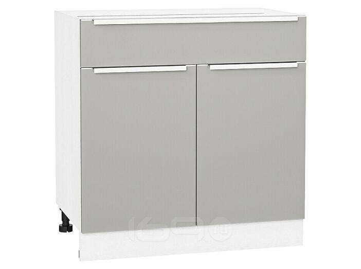 Шкаф нижний с 2-мя дверцами и ящиком Фьюжн Silky Light Grey  Белый 816*800*480
