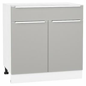 Шкаф нижний с 2-мя дверцами и ящиком Фьюжн Silky Light Grey  Белый 816*800*480