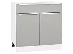 Шкаф нижний с 2-мя дверцами и ящиком Фьюжн Silky Light Grey Белый 816*800*480