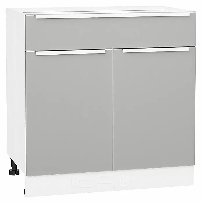 Шкаф нижний с 2-мя дверцами и ящиком Фьюжн Silky Light Grey  Белый 816*800*480