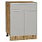 Шкаф нижний с 2-мя дверцами и ящиком Фьюжн Silky Light Grey  Дуб Вотан 816*600*480 Шкаф нижний с 2-мя дверцами и ящиком Фьюжн Silky Light Grey  Дуб Вотан 816*600*480
