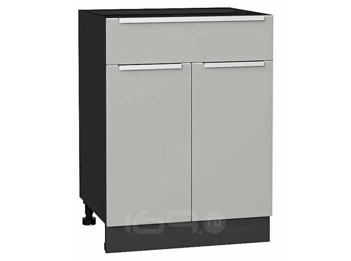 Шкаф нижний с 2-мя дверцами и ящиком Фьюжн Silky Light Grey  Graphite 816*600*480
