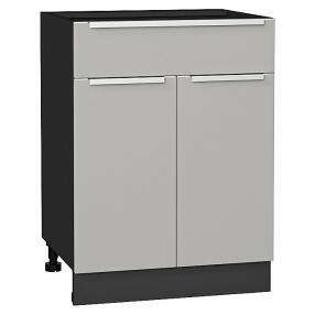 Шкаф нижний с 2-мя дверцами и ящиком Фьюжн Silky Light Grey  Graphite 816*600*480