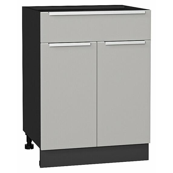 Шкаф нижний с 2-мя дверцами и ящиком Фьюжн Silky Light Grey  Graphite 816*600*480