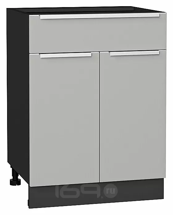 Шкаф нижний с 2-мя дверцами и ящиком Фьюжн Silky Light Grey Graphite 816*600*480