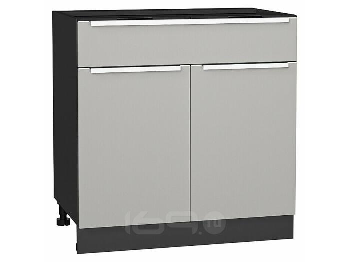 Шкаф нижний с 2-мя дверцами и ящиком Фьюжн Silky Light Grey  Graphite 816*800*480