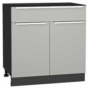 Шкаф нижний с 2-мя дверцами и ящиком Фьюжн Silky Light Grey  Graphite 816*800*480