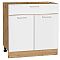 Шкаф нижний с 2-мя дверцами и ящиком Квадро Белый/Дуб Вотан 816*800*481 Шкаф нижний с 2-мя дверцами и ящиком Квадро Белый/Дуб Вотан 816*800*481