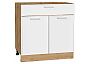 Шкаф нижний с 2-мя дверцами и ящиком Квадро Белый/Дуб Вотан 816*800*481