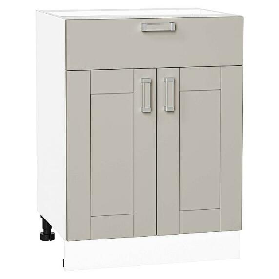 Шкаф нижний с 2-мя дверцами и ящиком Лофт Grey Silk/Белый 816*600*480