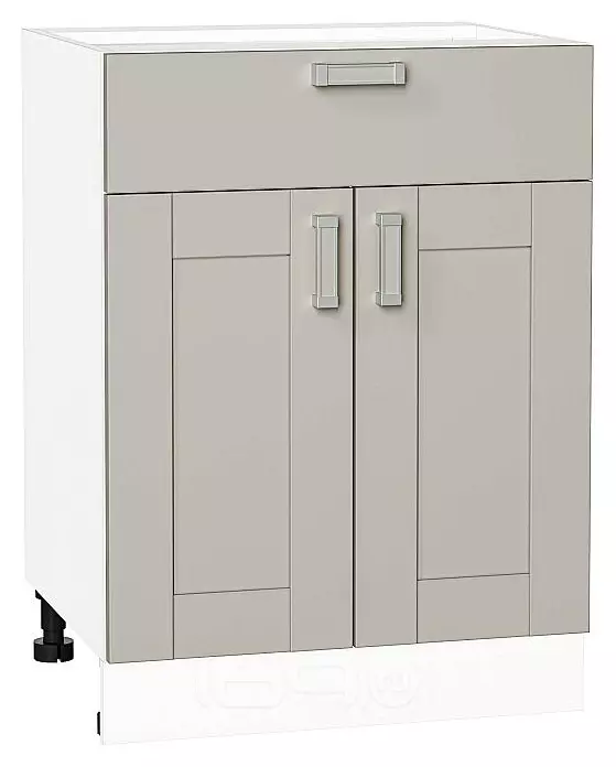 Шкаф нижний с 2-мя дверцами и ящиком Лофт Grey Silk/Белый 816*600*480