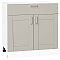 Шкаф нижний с 2-мя дверцами и ящиком Лофт Grey Silk/Белый 816*800*480 Шкаф нижний с 2-мя дверцами и ящиком Лофт Grey Silk/Белый 816*800*480