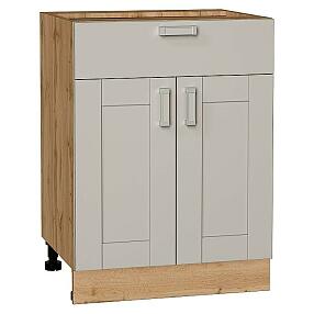 Шкаф нижний с 2-мя дверцами и ящиком Лофт Grey Silk/Дуб Вотан 816*600*480