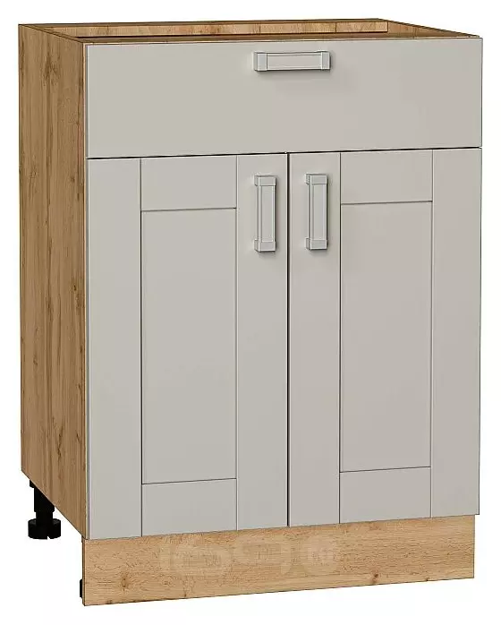 Шкаф нижний с 2-мя дверцами и ящиком Лофт Grey Silk/Дуб Вотан 816*600*480