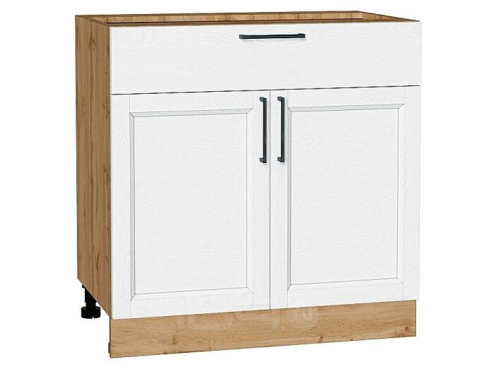 Шкаф нижний с 2-мя дверцами и ящиком Сканди White Silkwood/Дуб Вотан 816*800*480