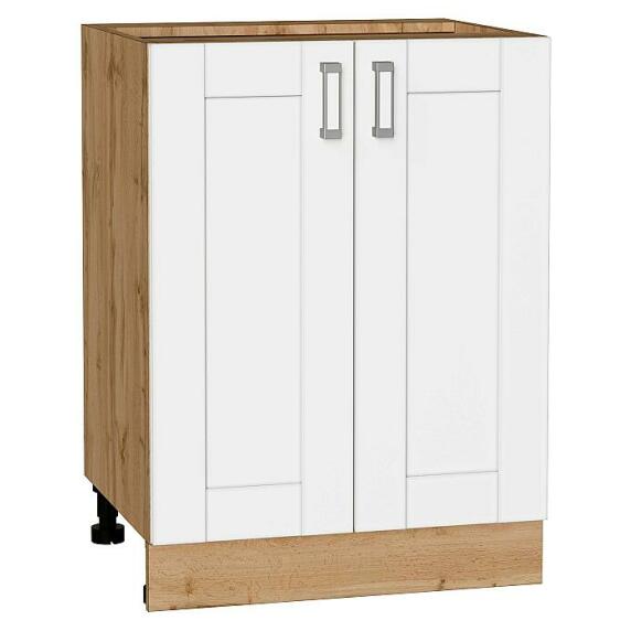 Шкаф нижний с 2-мя дверцами Лофт White Silk/Дуб Вотан 816*600*480
