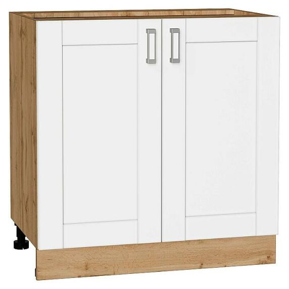 Шкаф нижний с 2-мя дверцами Лофт White Silk/Дуб Вотан 816*800*480
