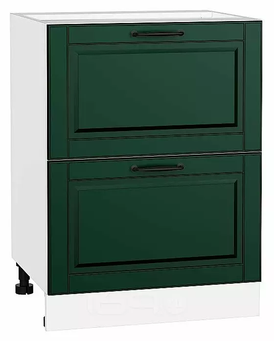 Шкаф нижний с 2-мя ящиками Дублин Special Green/Белый 816*600*478