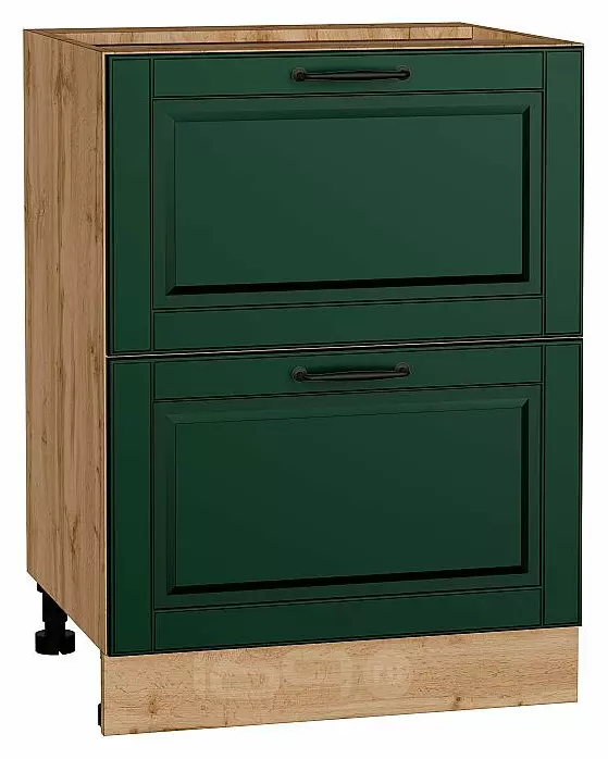 Шкаф нижний с 2-мя ящиками Дублин Special Green/Дуб Вотан 816*600*478