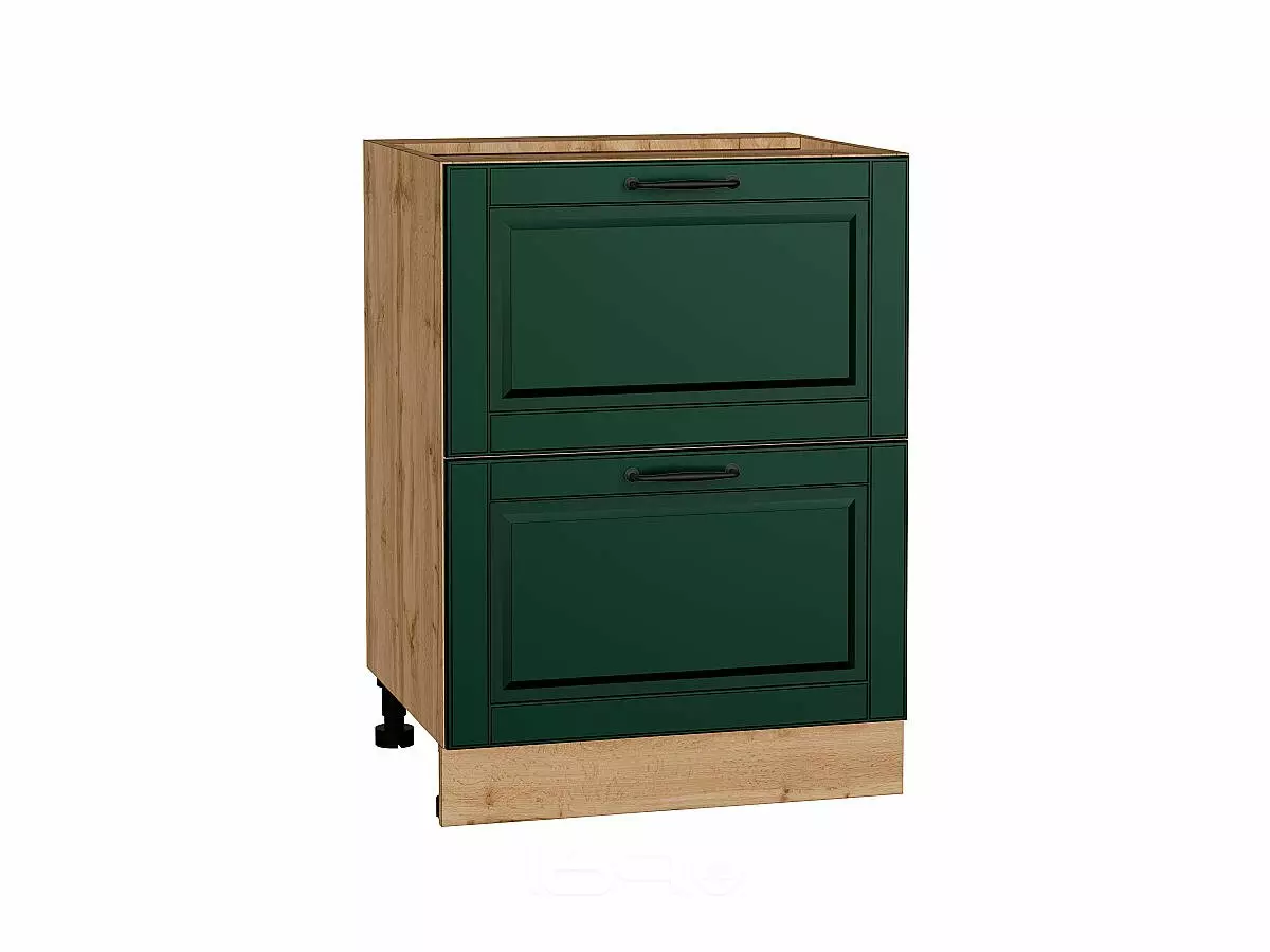 Шкаф нижний с 2-мя ящиками Дублин Special Green/Дуб Вотан 816*600*478