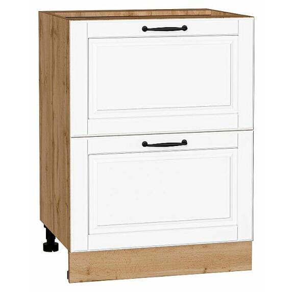 Шкаф нижний с 2-мя ящиками Дублин Special White/Дуб Вотан 816*600*478