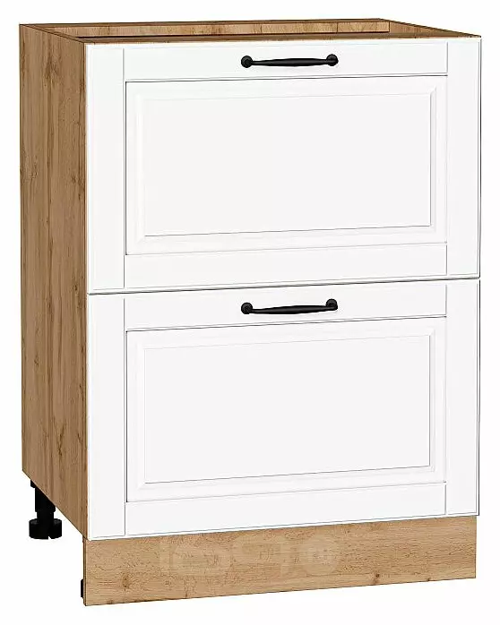 Шкаф нижний с 2-мя ящиками Дублин Special White/Дуб Вотан 816*600*478