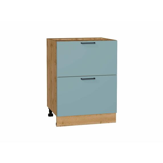 Шкаф нижний с 2-мя ящиками Флэт Grey-green In 2S/Дуб Вотан 816*600*478