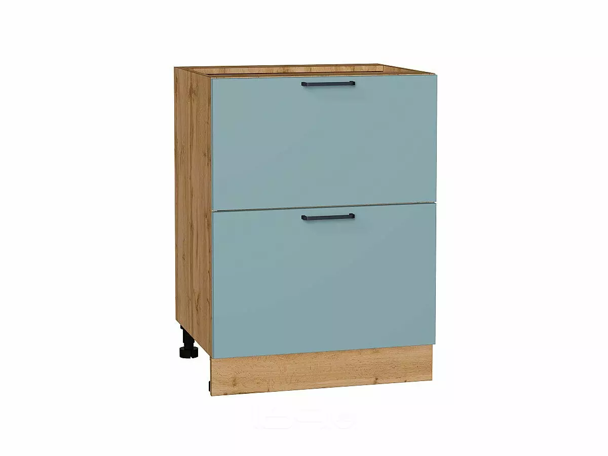 Шкаф нижний с 2-мя ящиками Флэт Grey-green In 2S/Дуб Вотан 816*600*478