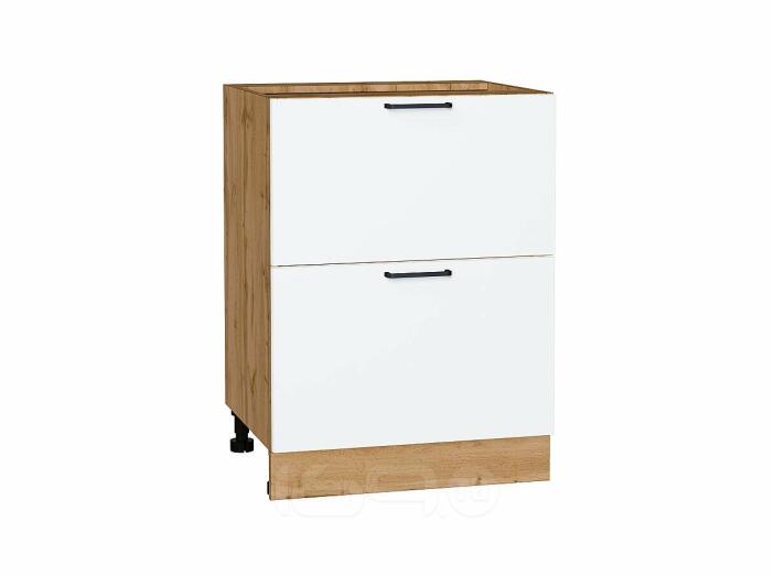 Шкаф нижний с 2-мя ящиками Флэт White In 2S/Дуб Вотан 816*600*478