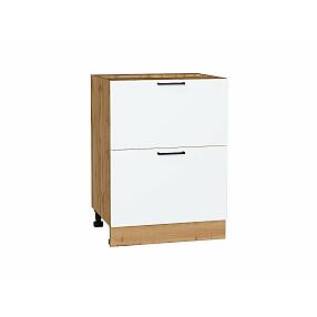 Шкаф нижний с 2-мя ящиками Флэт White In 2S/Дуб Вотан 816*600*478