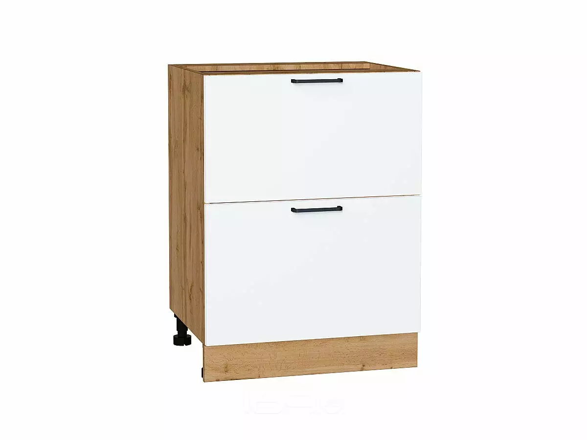 Шкаф нижний с 2-мя ящиками Флэт White In 2S/Дуб Вотан 816*600*478