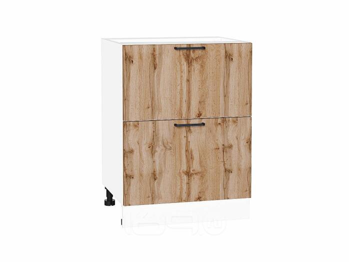 Шкаф нижний с 2-мя ящиками Флэт Wotan Oak 2S/Белый 816*600*478