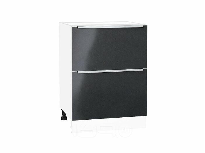 Шкаф нижний с 2-мя ящиками Фьюжн Anthracite/Белый 816*600*480