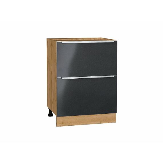 Шкаф нижний с 2-мя ящиками Фьюжн Anthracite/Дуб Вотан 816*600*480