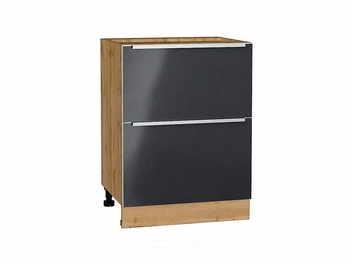 Шкаф нижний с 2-мя ящиками Фьюжн Anthracite/Дуб Вотан 816*600*480