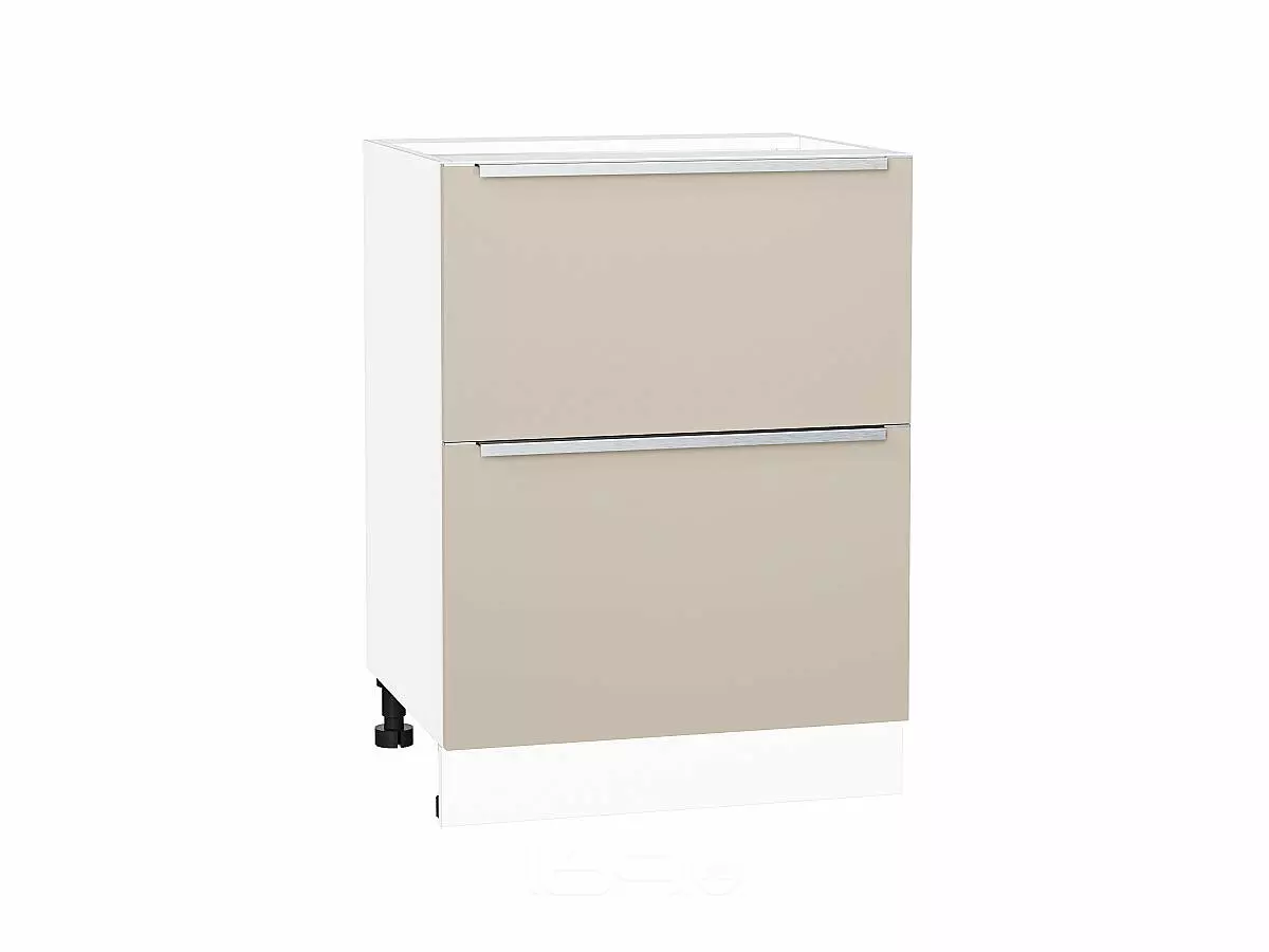 Шкаф нижний с 2-мя ящиками Фьюжн Cream Silk/Белый 816*600*480