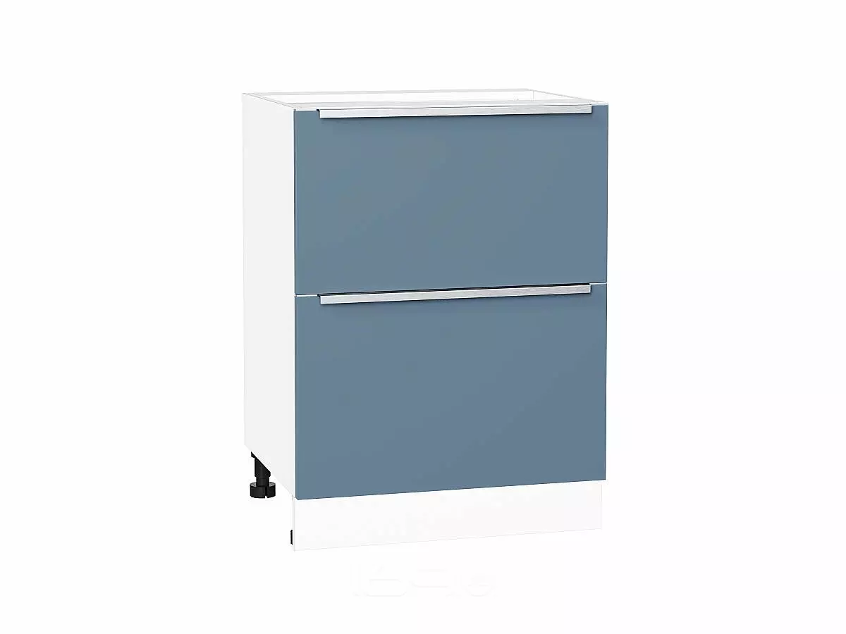 Шкаф нижний с 2-мя ящиками Фьюжн Silky Blue/Белый 816*600*480