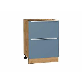 Шкаф нижний с 2-мя ящиками Фьюжн Silky Blue/Дуб Вотан 816*600*480