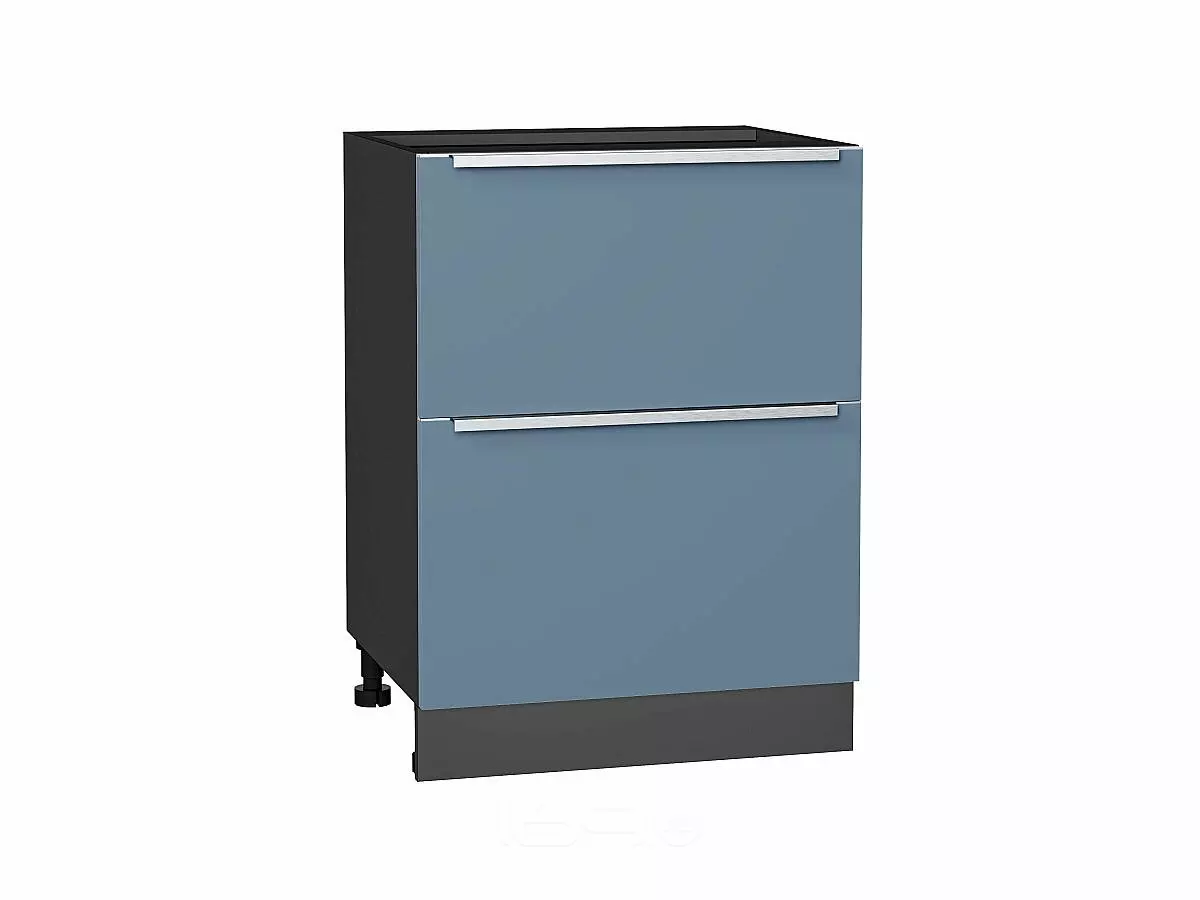 Шкаф нижний с 2-мя ящиками Фьюжн Silky Blue/Graphite 816*600*480
