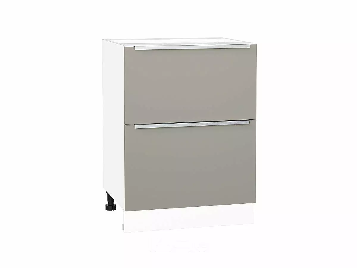 Шкаф нижний с 2-мя ящиками Фьюжн Silky Grey/Белый 816*600*480