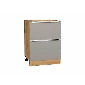 Шкаф нижний с 2-мя ящиками Фьюжн Silky Grey/Дуб Вотан 816*600*480