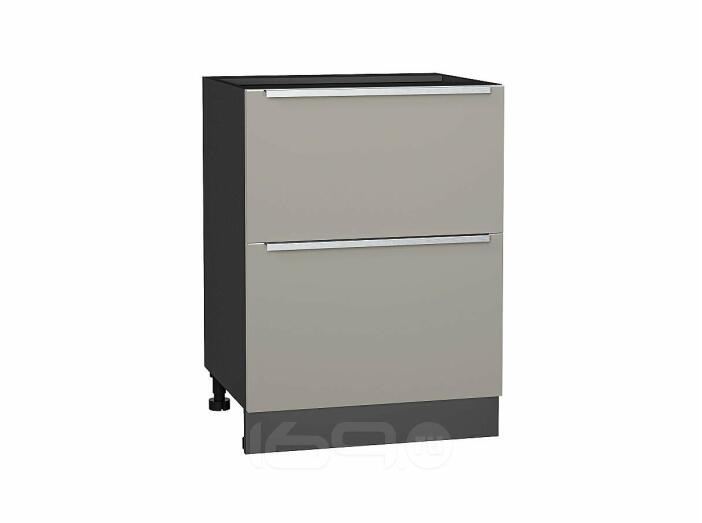 Шкаф нижний с 2-мя ящиками Фьюжн Silky Grey/Graphite 816*600*480