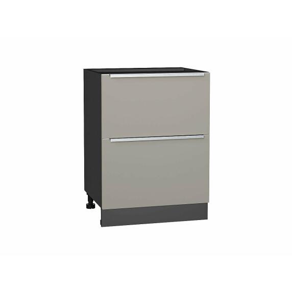 Шкаф нижний с 2-мя ящиками Фьюжн Silky Grey/Graphite 816*600*480
