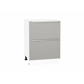Шкаф нижний с 2-мя ящиками Фьюжн Silky Light Grey/Белый 816*600*480